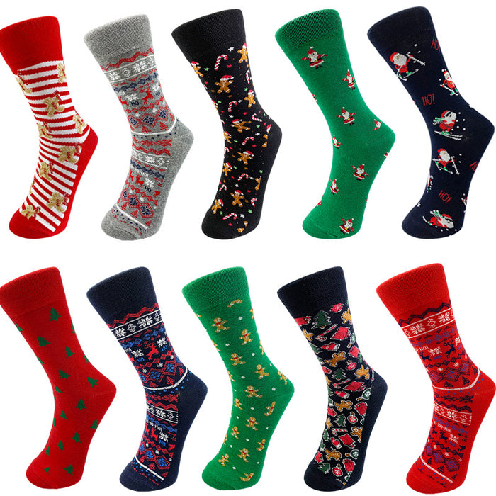 Wholesale Christmas Cartoon Elk Men's Mid-tube Socks JDC-SK-YiYan083