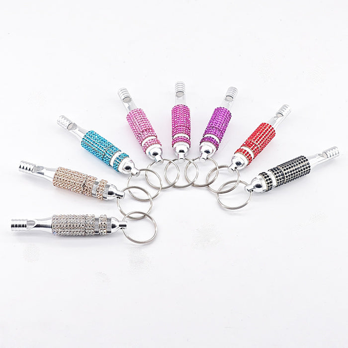 Wholesale Rhinestone Encrusted Whistle Pendant In Black Zinc Alloy Chic Fashion Accessory For Everyday Wear Or Party Gift