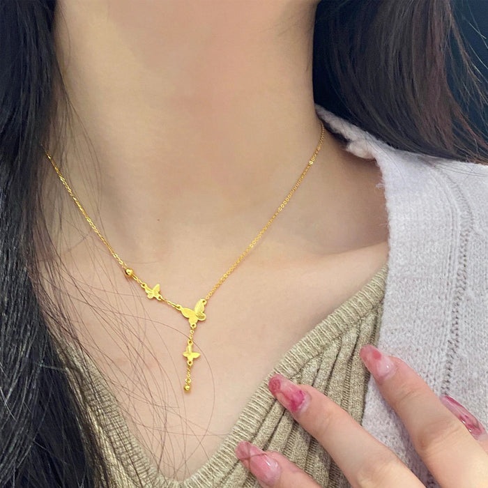 Wholesale  Titanium Steel Necklace Women's Golden Clavicle Chain