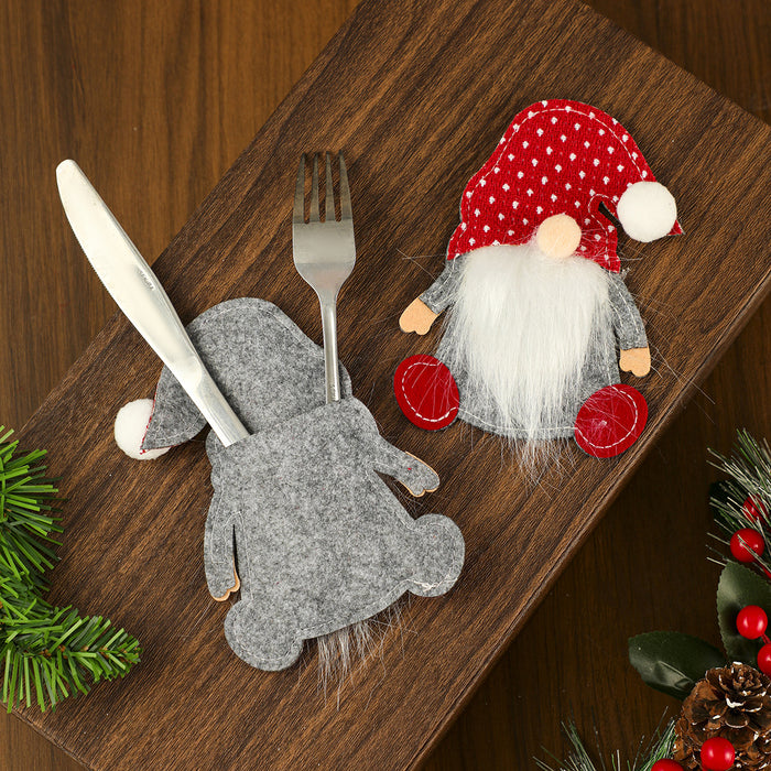 Wholesale dwarf knife and fork set for the old man without face Rudolph tableware set Christmas hotel table decoration supplies