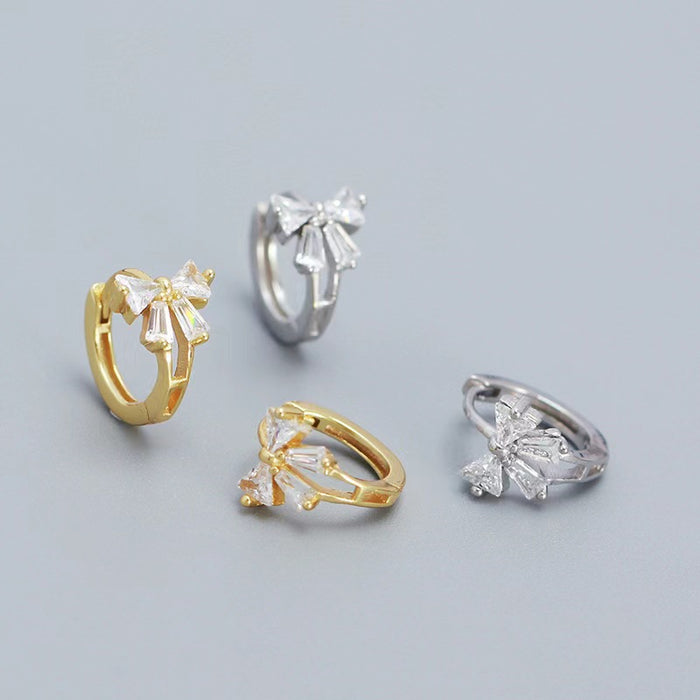 Wholesale Silver Needle Bow Ear Buckle New Round Earrings