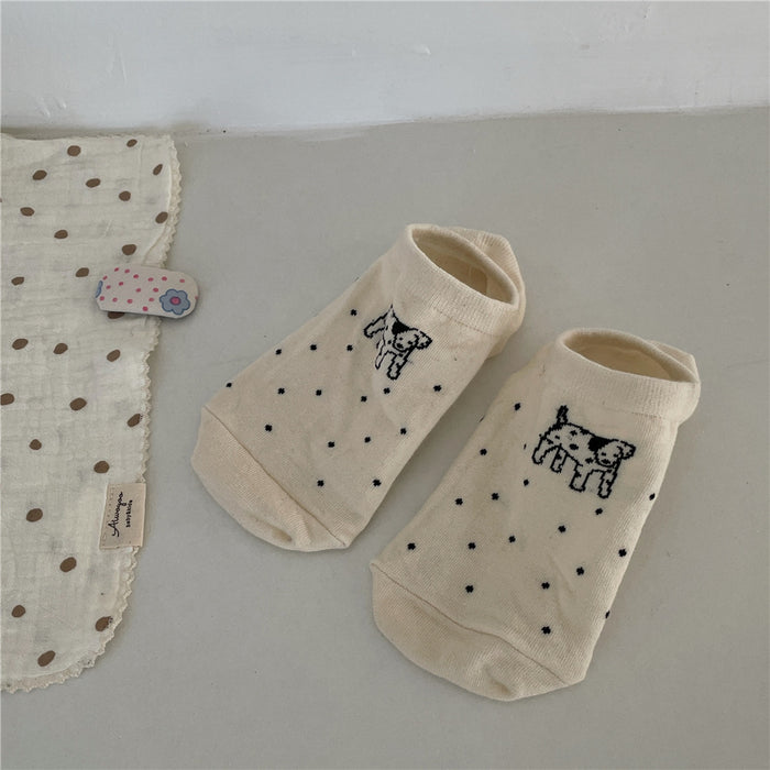 Wholesale Embroidered boat socks breathable short socks college style casual cotton socks