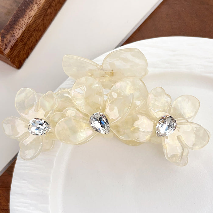 Wholesale Camellia Flower Rhinestone Acetate Hair Gripper - Fashion Accessory