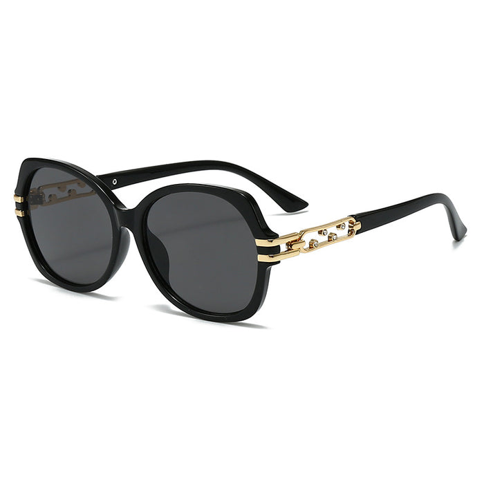 Wholesale Large frame metal sunglasses with diamond inlay, fashionable model sunscreen glasses, women's sunglasses