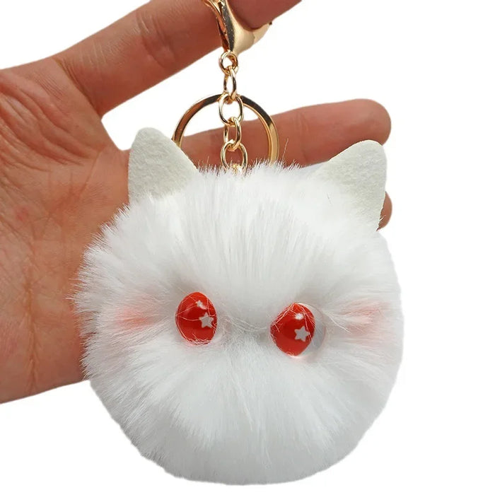 Wholesale Handmade cartoon cat plush pendant, furry ball, car keychain, backpack ornament