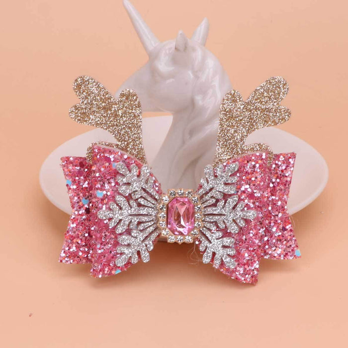 Wholesale Children Christmas Snowflake Fabric Bow Hairpin JDC-HC-Bais005