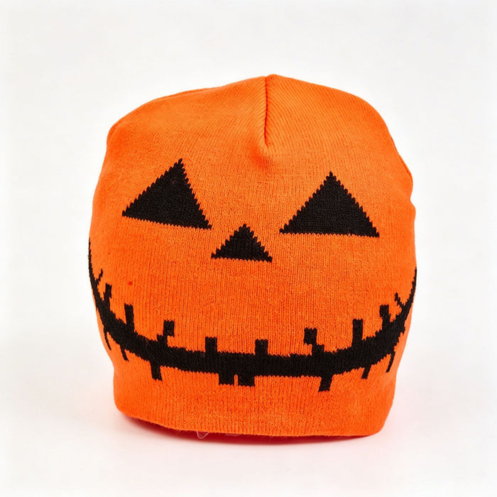 Wholesale Jacquard Knitted Beanie  Pumpkin Contrast Color Party Hat MOQ: 2