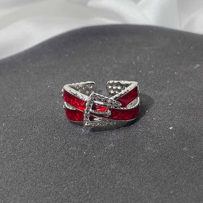Wholesale Red high-end ring, layered, niche design, personalized ring