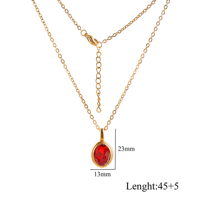 Wholesale Stainless Steel Oval Gemstone Choker Necklace