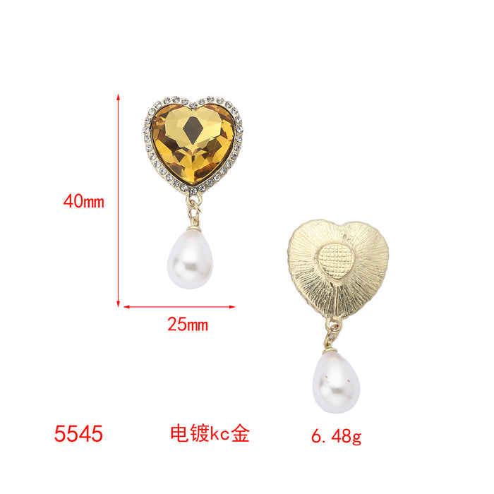 Wholesale Advanced pearl DIY accessories with diamond inlay, light luxury temperament, love crystal tassel alloy accessories, jewelry