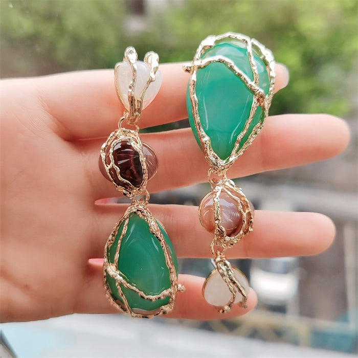 Wholesale Personalized and trendy multi-layer resin water droplet light luxury water droplet geometric exaggerated earrings