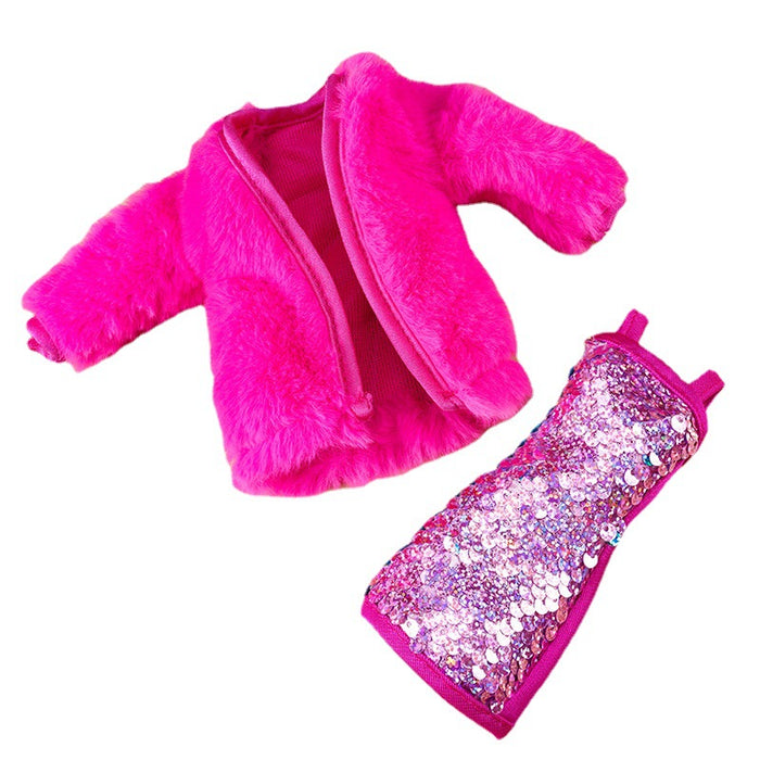 Wholesale Fur plush vest coat skirt suit dress doll clothes
