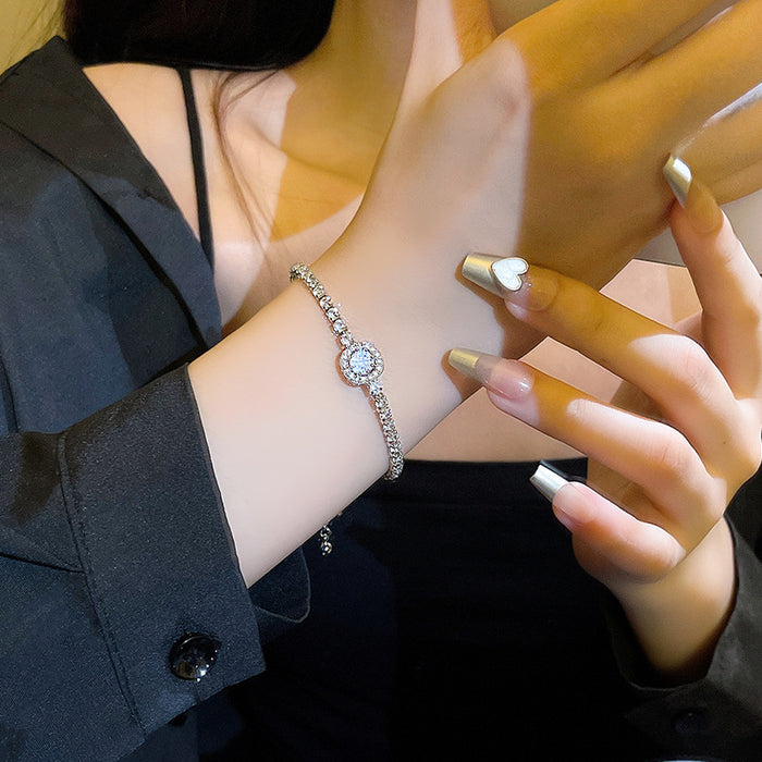 Wholesale Zircon bracelet for women, high-end, full of diamonds, personality, versatile hand accessories, cool style, niche temperament bracelet for women