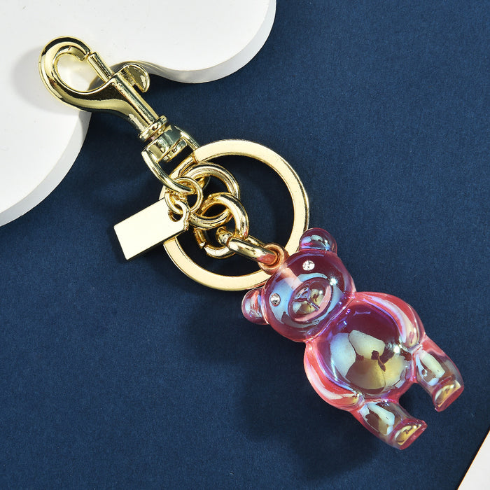 Wholesale New Keychain 3D Bear Bag Pendant Women's Bag Jewelry Colorful Bear Car Key Pendant