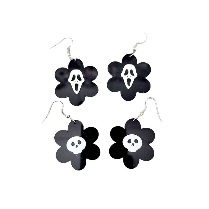 Wholesale Halloween Skull Flower Acrylic Earrings JDC-ES-XuePa006