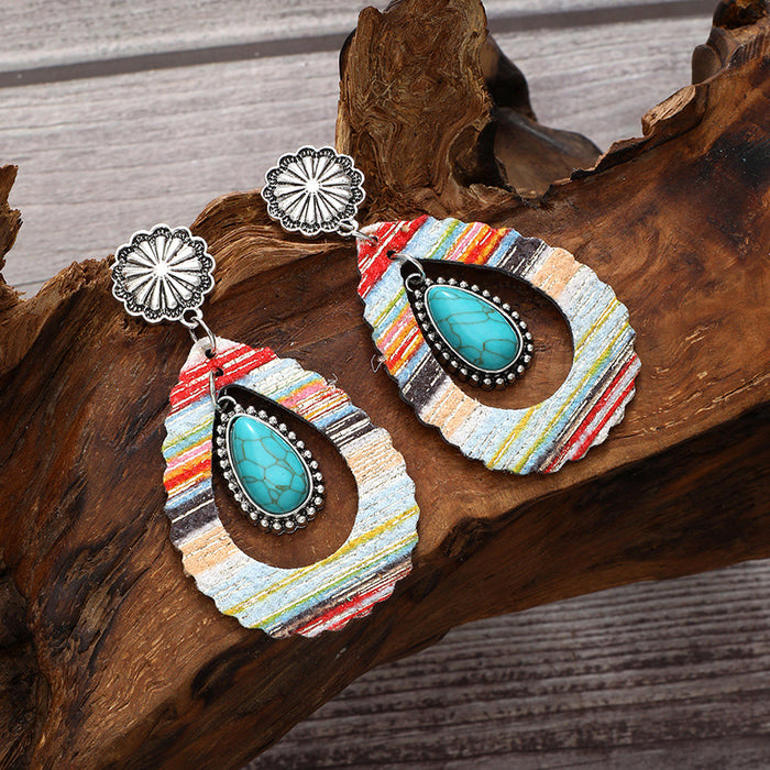Wholesale Western Style Retro Colorful Leather Earrings JDC-ES-TianPi037
