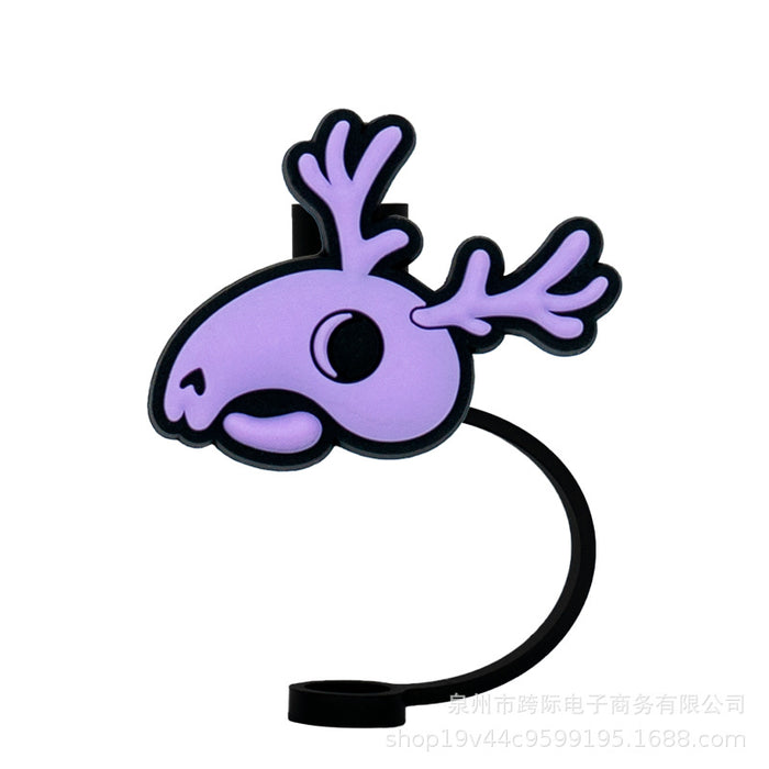 Wholesale New straw cover silicone dust cap plug magic fun cartoon straw cap anime straw accessories