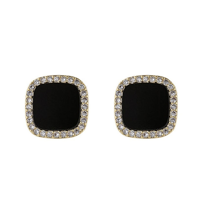 Wholesale Black Square Earrings Trendy Versatile Earrings Light Luxury