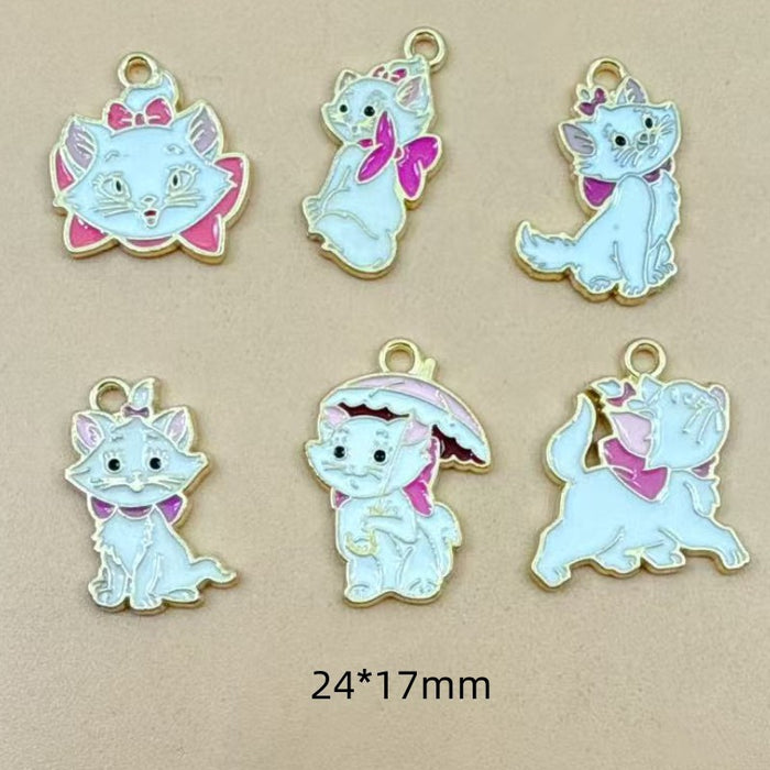 Wholesale 10pcs Cute Cat Alloy Keychain Mini Handmade Accessory Pendant