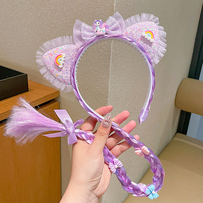 Wholesale Pony Sweet Gradient Wig Headband Girls Crown Headband Cartoon Hairpin