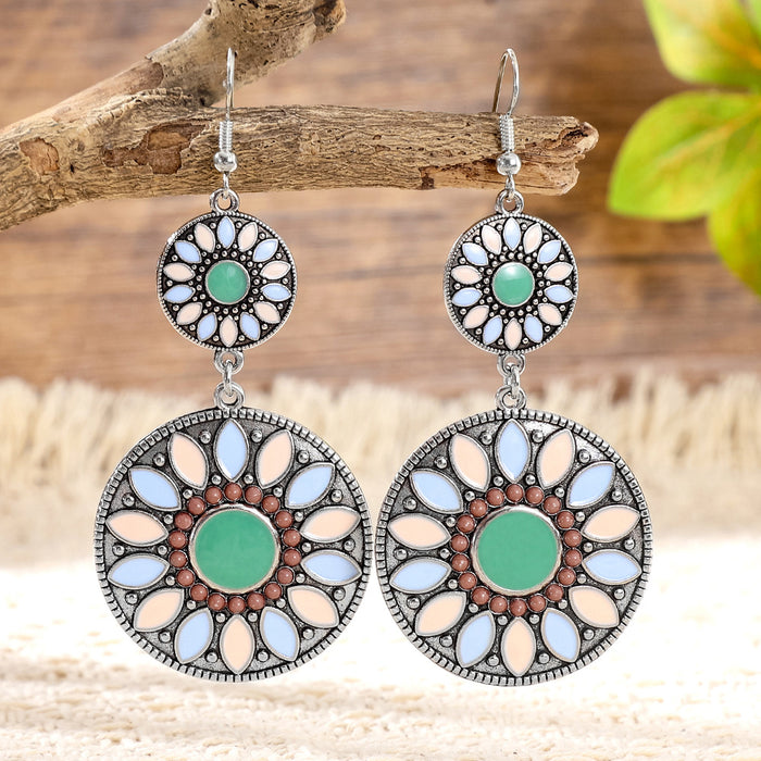 Wholesale Retro Palace Geometric Hollow Tassel Earrings Set Beaded Bohemian Style MOQ≥2