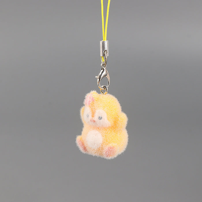 Wholesale Cartoon flocked 3D resin penguin keychain bag charm