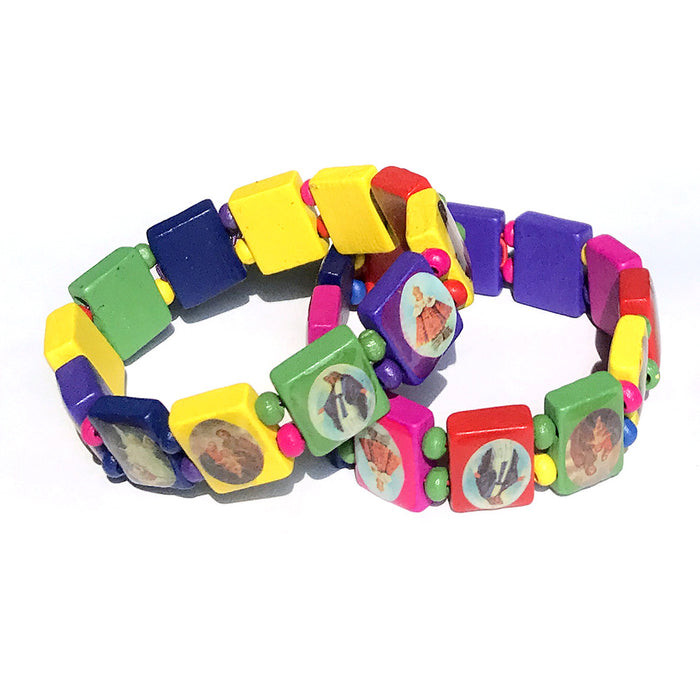 Wholesale Fashion colored bracelet, environmentally friendly water-based paint, wooden block bracelet