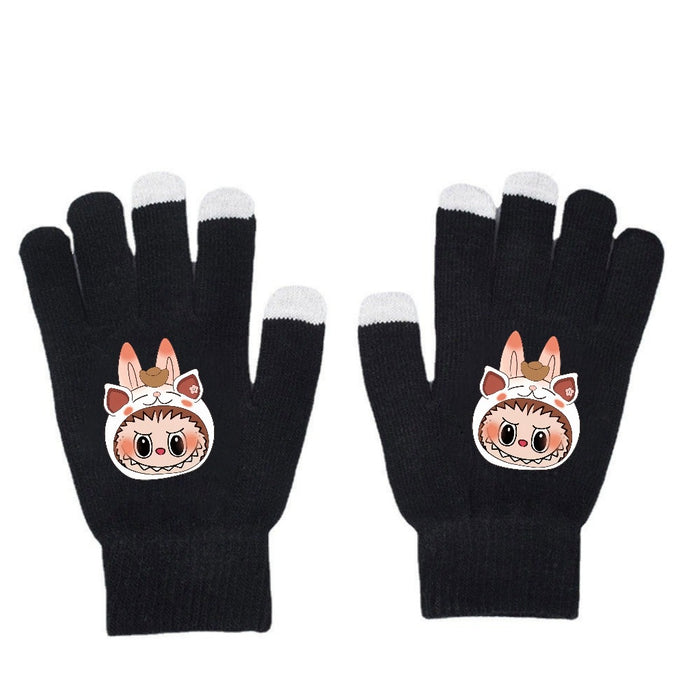 Wholesale Warm Dopamine Printed Knitted Gloves