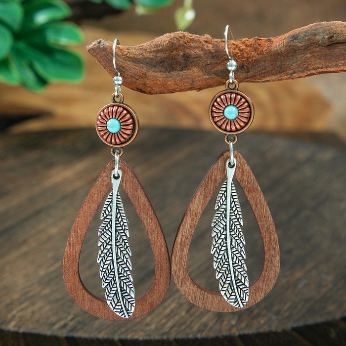 Wholesale 2pcs Bohemian Turquoise Retro Distinctive Earrings