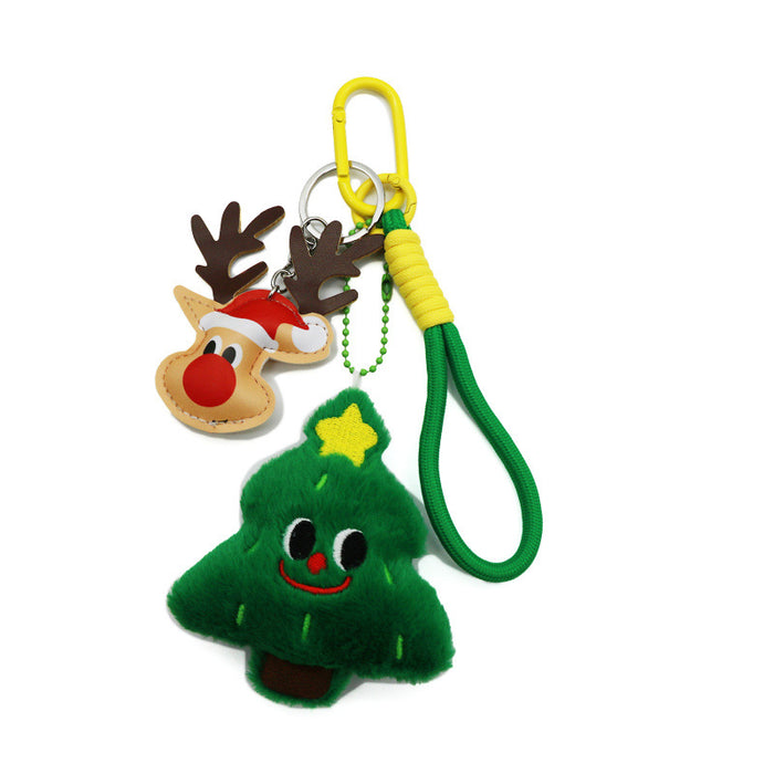 Wholesale Christmas Clothes Keychain Charm Cartoon Deer & Tree Knot Design for Festive Holiday Decoration