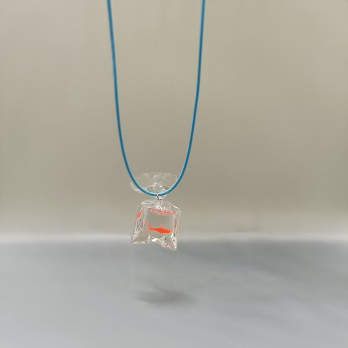 Wholesale children's fun creative cute goldfish necklace transparent fish pendant