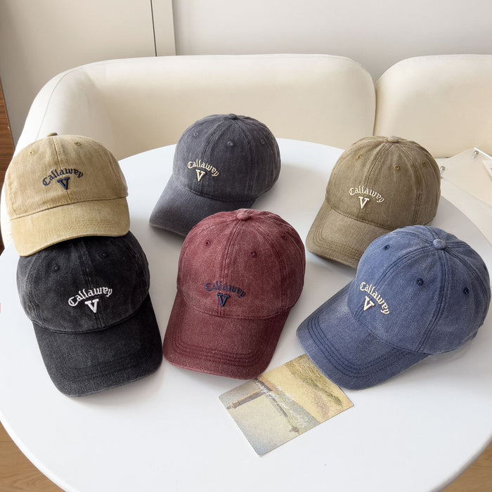 Wholesale Women's Summer New Sun Protection Hat Japanese Style Solid Color Letter Embroidery Three-Dimensional V Versatile Travel Baseball Cap Trendy