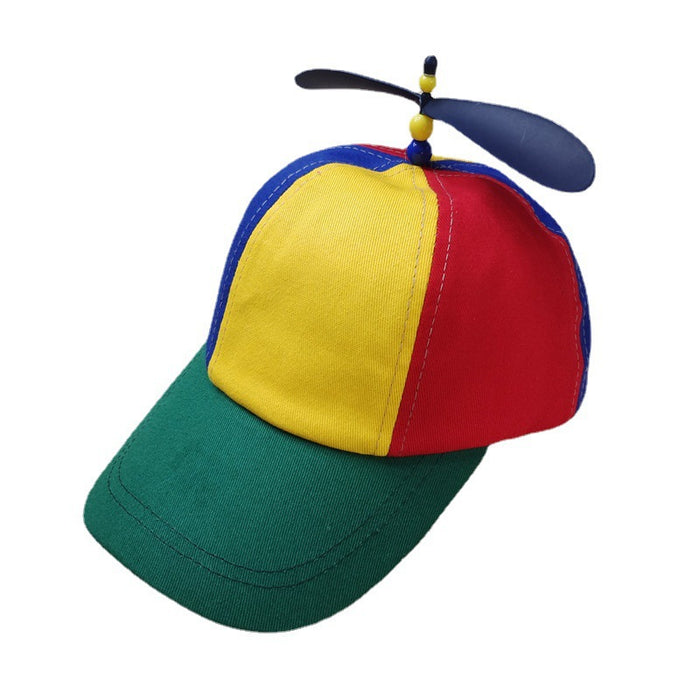 Wholesale Propeller baseball cap, parent-child style, color blocked bamboo dragonfly duckbill cap, children's cartoon cute sun protection and sunshade hat
