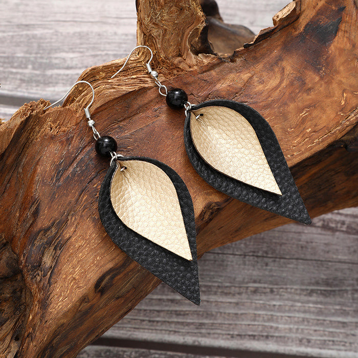 Wholesale Earrings with simple and fashionable multi-layer leather structure, ear hooks, wholesale