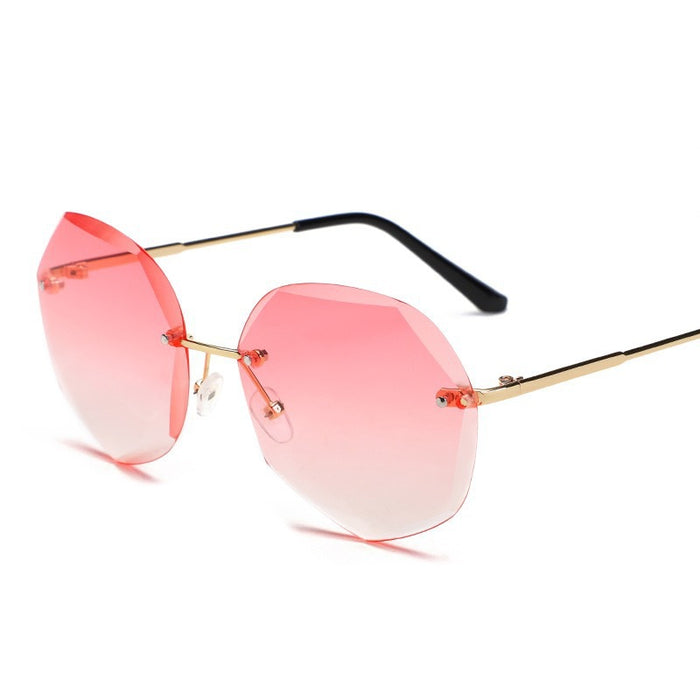 Wholesale Metal Frameless Polygon Women's PC Sunglasses JDC-SG-JinChu003