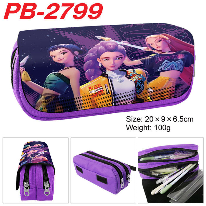 Wholesale Kpop pu full color cartoon student pencil case stationery box