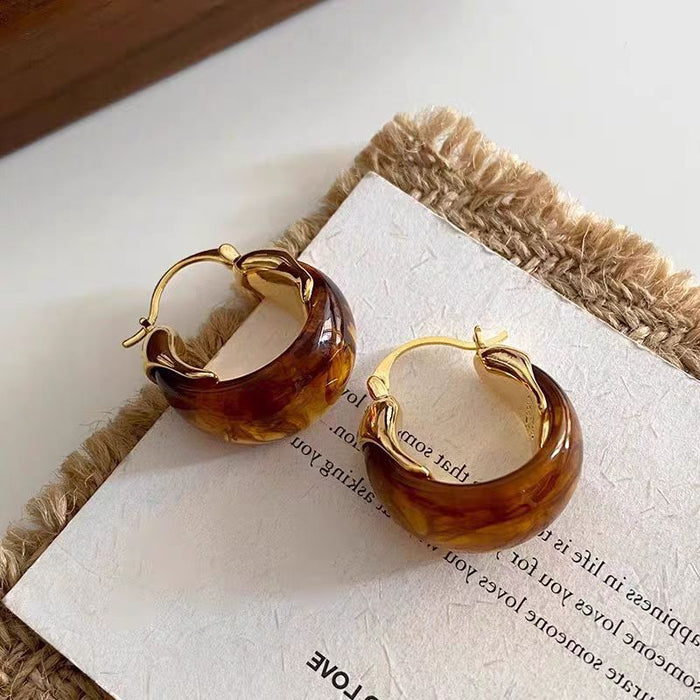 Wholesale Earrings, amber coffee colored earrings, retro niche earrings, light luxury, high-end feeling, autumn and winter