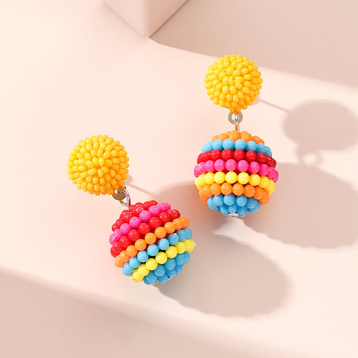 Wholesale Random Color Plum Ball Fashionable Small Fresh Color Earrings JDC-ES-Gute055