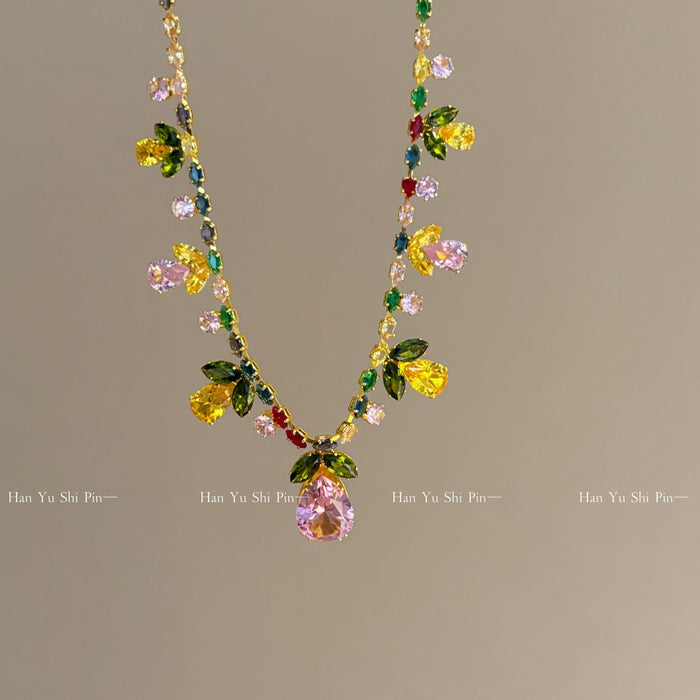 Wholesale Women's Flower Leaf Water Drop choker necklace Earrings suit