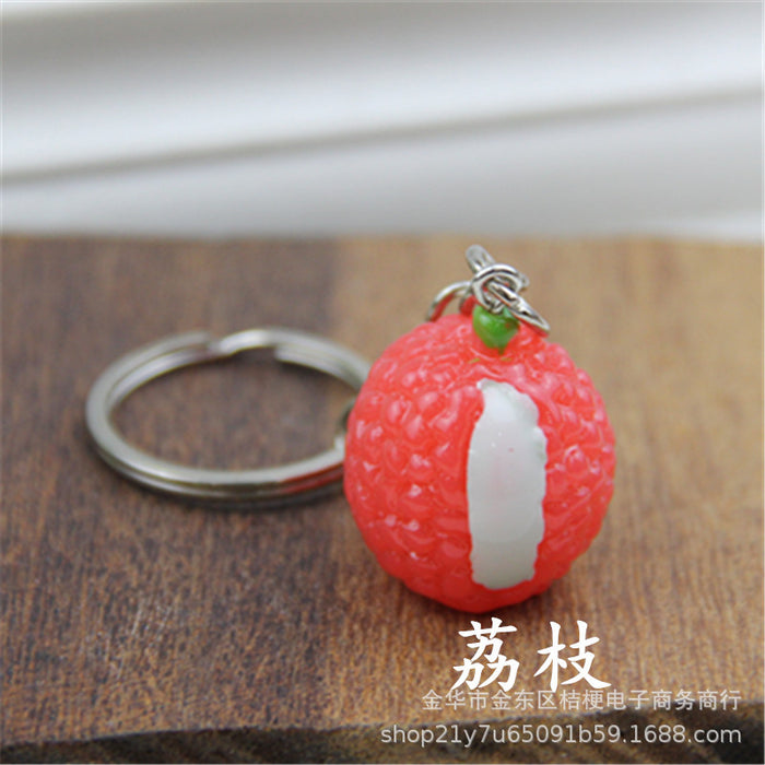 Wholesale Creative Resin Fruit Keychain Simulated Strawberry Grape Pomegranate Watermelon MOQ≥10