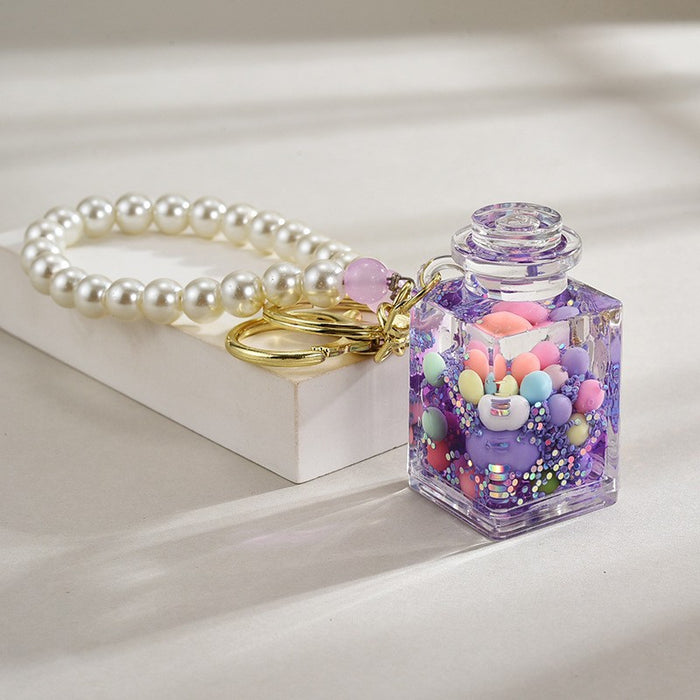 Wholesale Acrylic Bead-Filled Oil Bottle Pendant Keychain