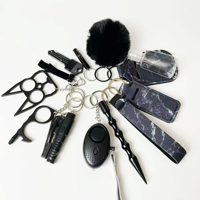 Wholesale Black Alloy Multifunctional 13 Piece Self Defense Keychain Set Outdoor Keyring Gift Everyday Carry Resale