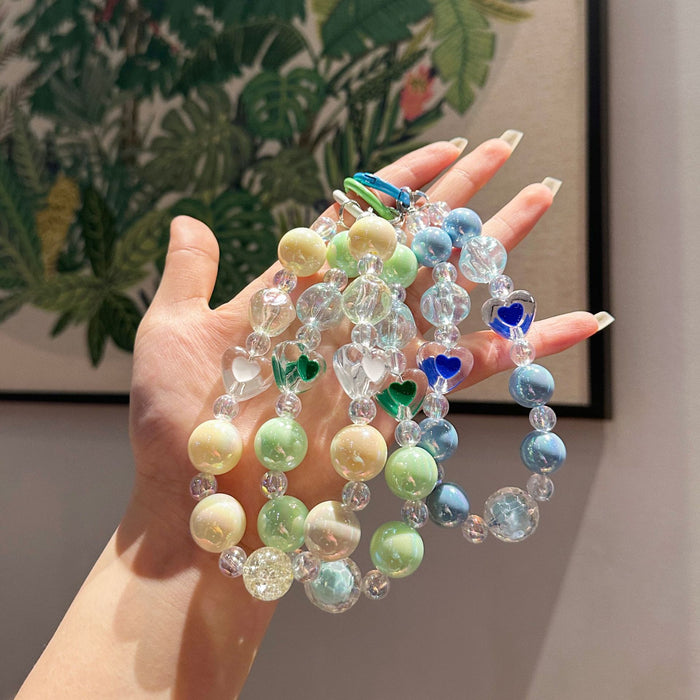 Wholesale Creative Acrylic Hand Chain Keychain Pendant Bag Transparent Love Heart Peach Heart Car Keychain Accessories Ornament