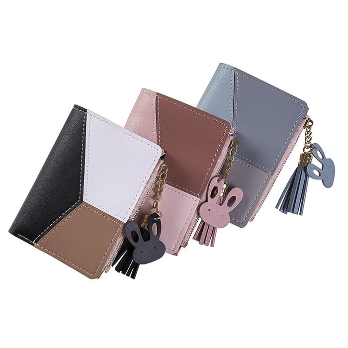 Wholesale Short Zipper Stitching Contrast Color Wallet JDC-WT-Haok002