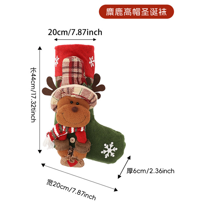 Wholesale Christmas Socks Children' s Gift Bag Pink Cartoon Roof Old Man Candy Gift Decoration Supplies Christmas Tree
