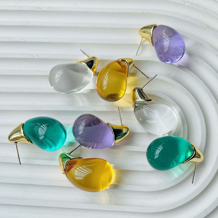 Wholesale New water droplet shaped temperament earrings, niche design, versatile, simple, high-end, light luxury earrings accessories