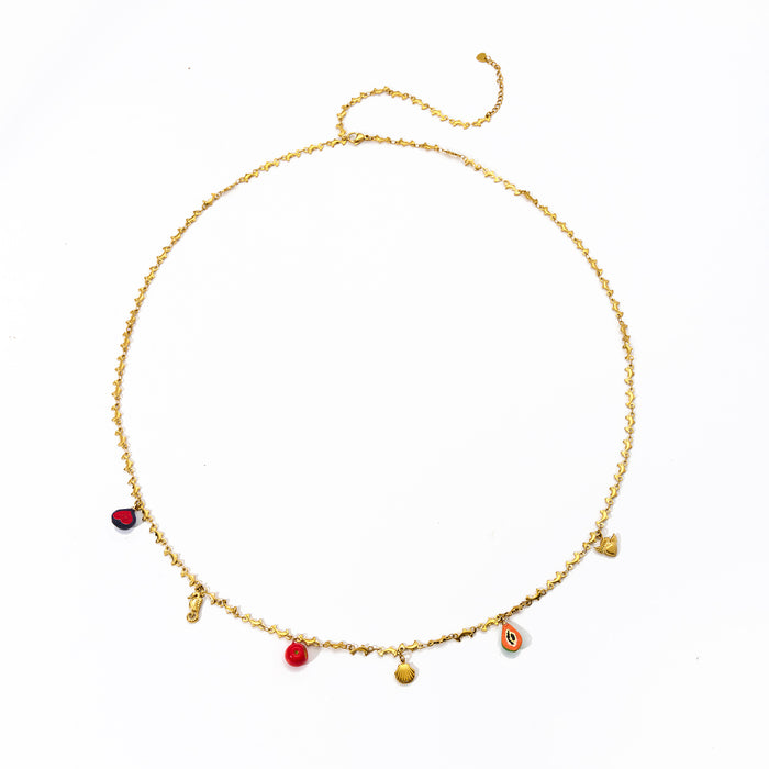 Wholesale Stainless steel waist chain paired with personalized seahorse shell pendant, stylish and stylish body chain