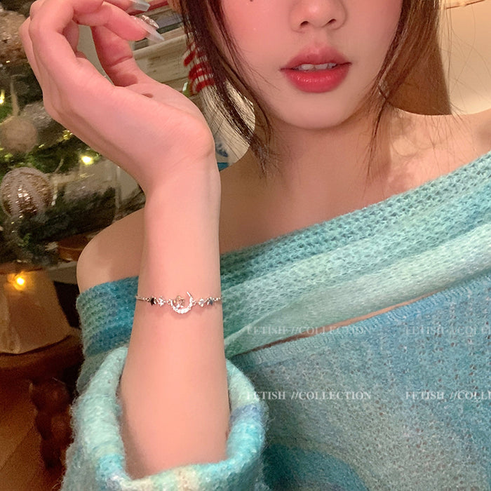 Wholesale Zircon Star Moon Bracelet, Light Luxury, Small and Exquisite Bracelet, Drawable, Elegant Handpiece