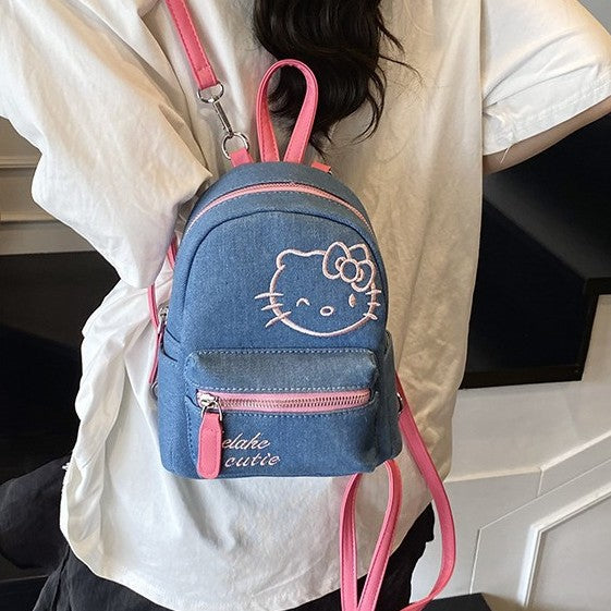 Wholesale New cute printed backpack, new denim handbag, student backpack