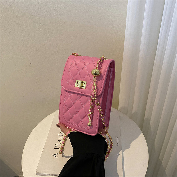 Wholesale Rhombus Chain PU Leather Small Crossbody Bag Trendy Street Style Fashion Accessory Gift Resale
